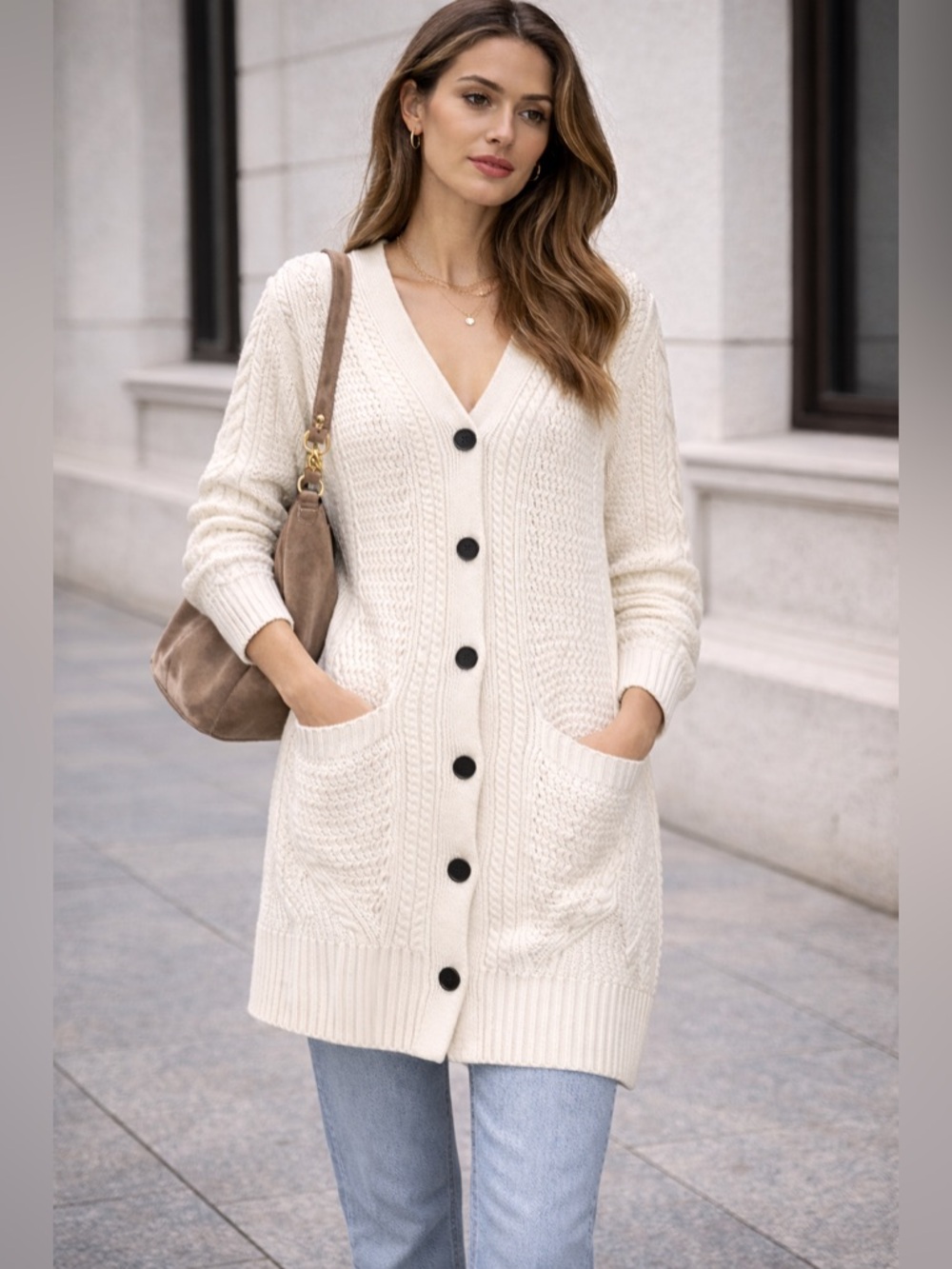 💀🌟Alexander McQueen Ivory Cable Knit Cardigan